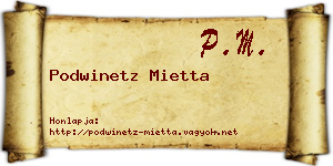 Podwinetz Mietta névjegykártya